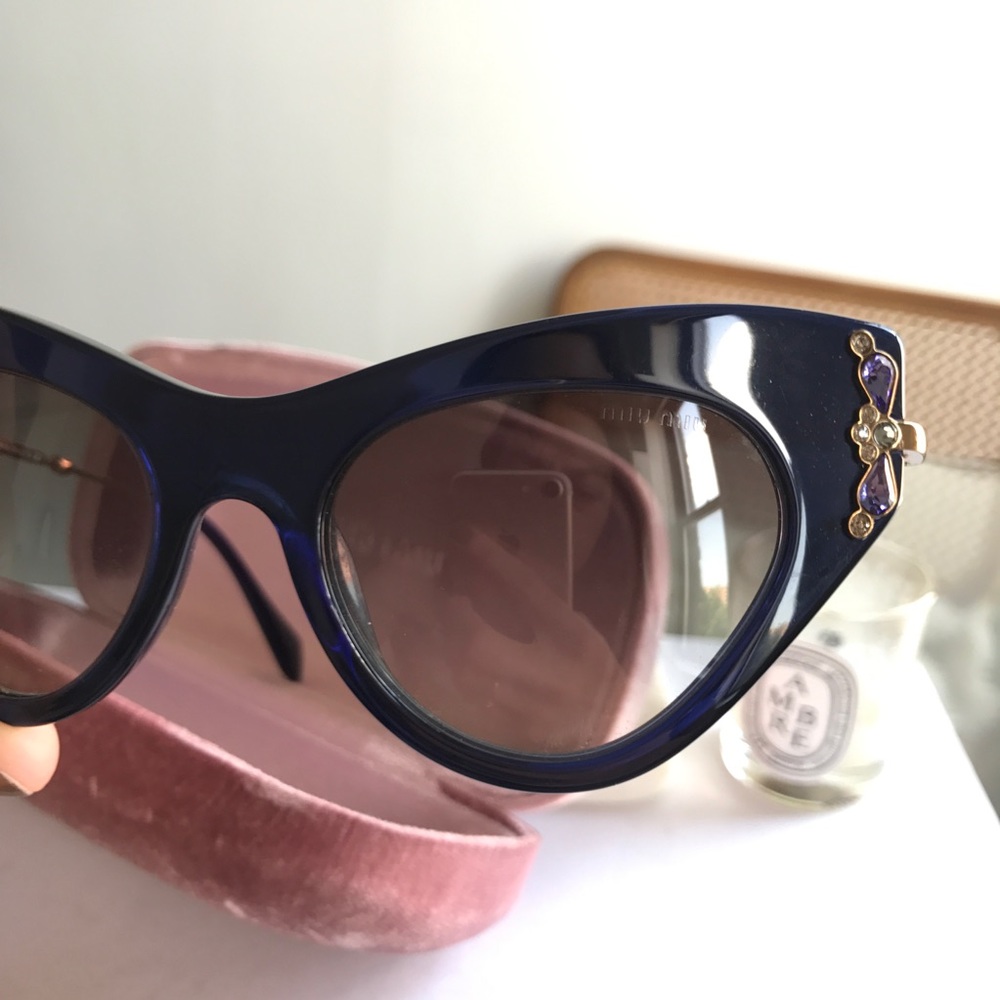 MIU MIU blue cat eye sunglasses with case!!